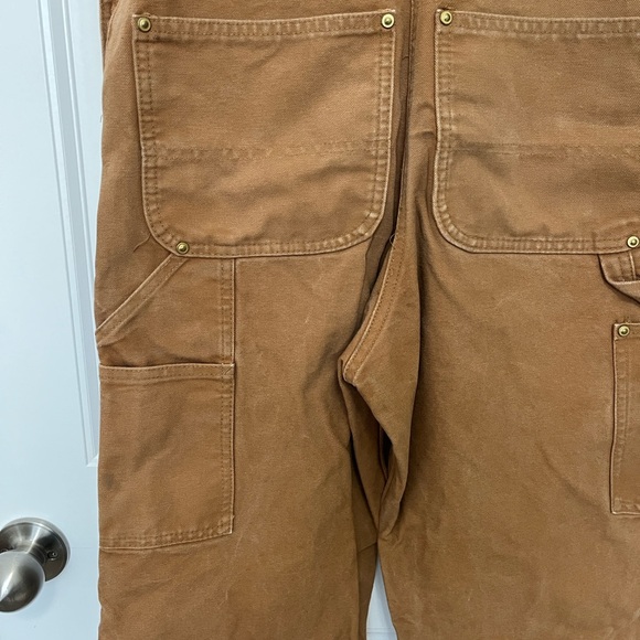 Carhartt Relaxed Fit Bib Overalls 28x30 STAINED SEE PICTURES - Picture 11 of 14